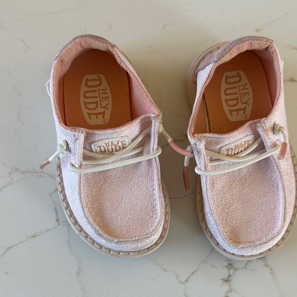 Hey Dude Kids Light Pink Canvas Slip-On Sneakers